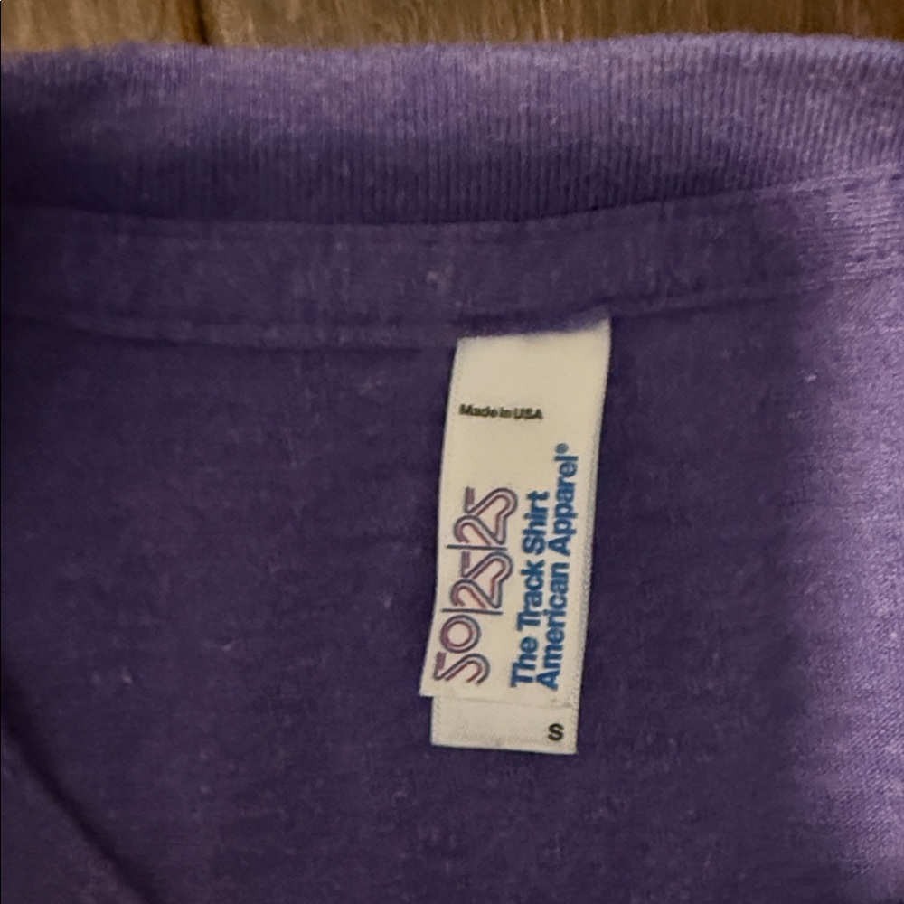 American Apparel Purple Crewneck Tee yellow tiger graphic - Picture 2 of 3